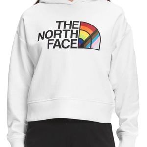 cropped north face pride white hoodieNWT